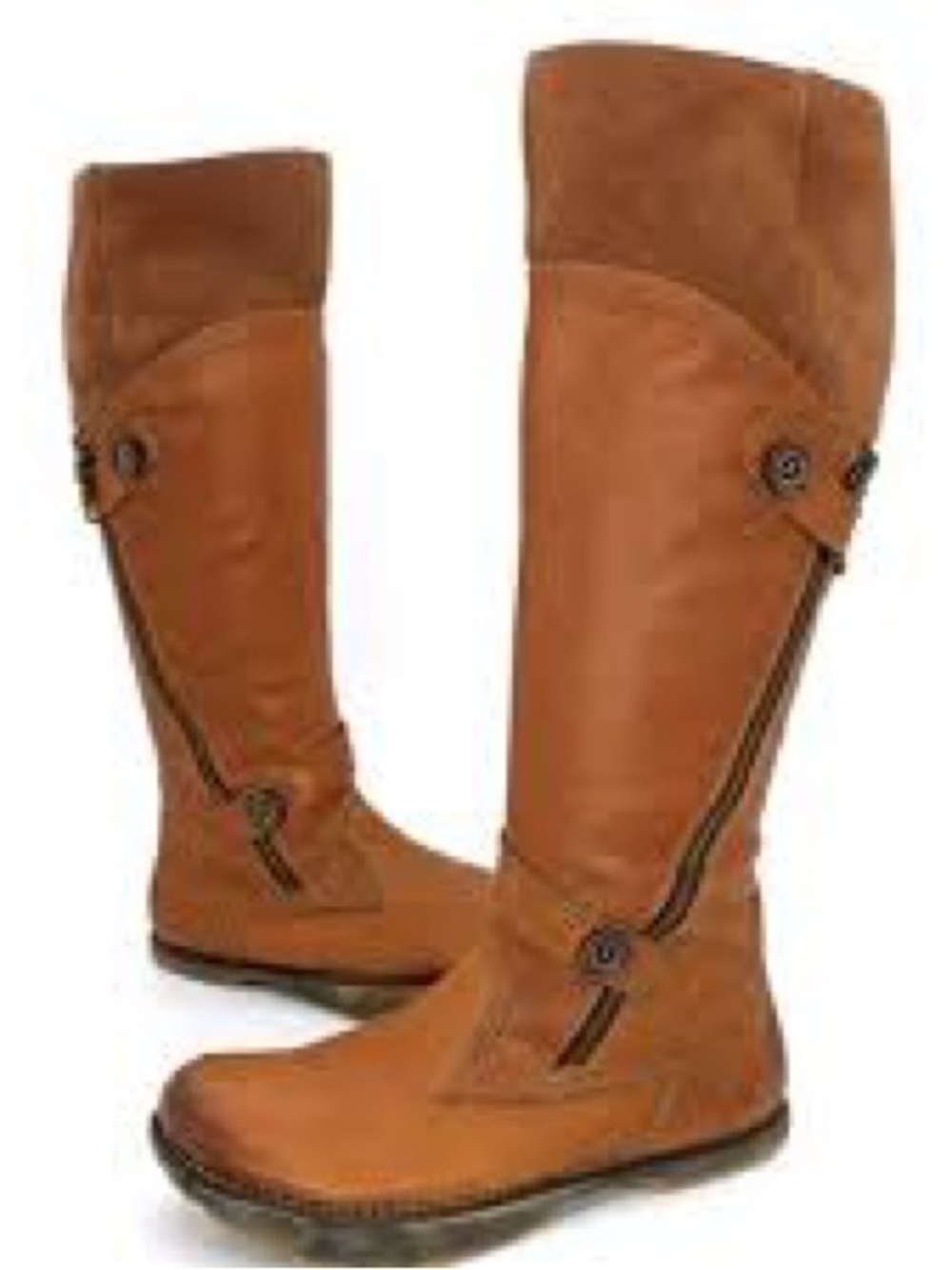 Women's Tall Tan Riding-Style Winter Boots with Button Accent